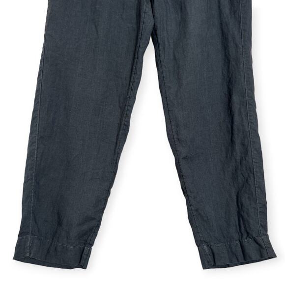 Athleta Voyager Linen Pant High Rise SIZE 8 Granite Blue Adjustable Waist Pocket - Picture 6 of 9